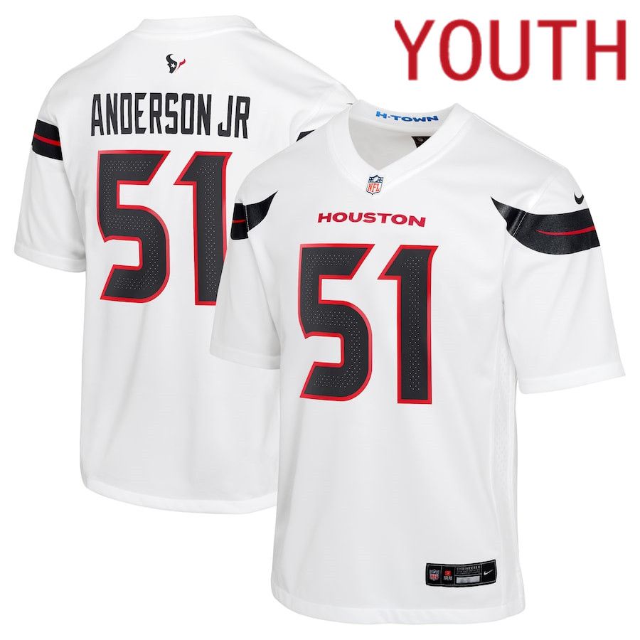 Youth Houston Texans #51 Will Anderson Jr. Nike White Game NFL Jersey